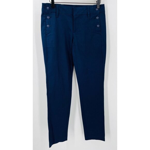 Tommy Hilfiger Pants Straight Leg Sailor Style Size 2 Navy Blue Button Detail - Picture 1 of 14